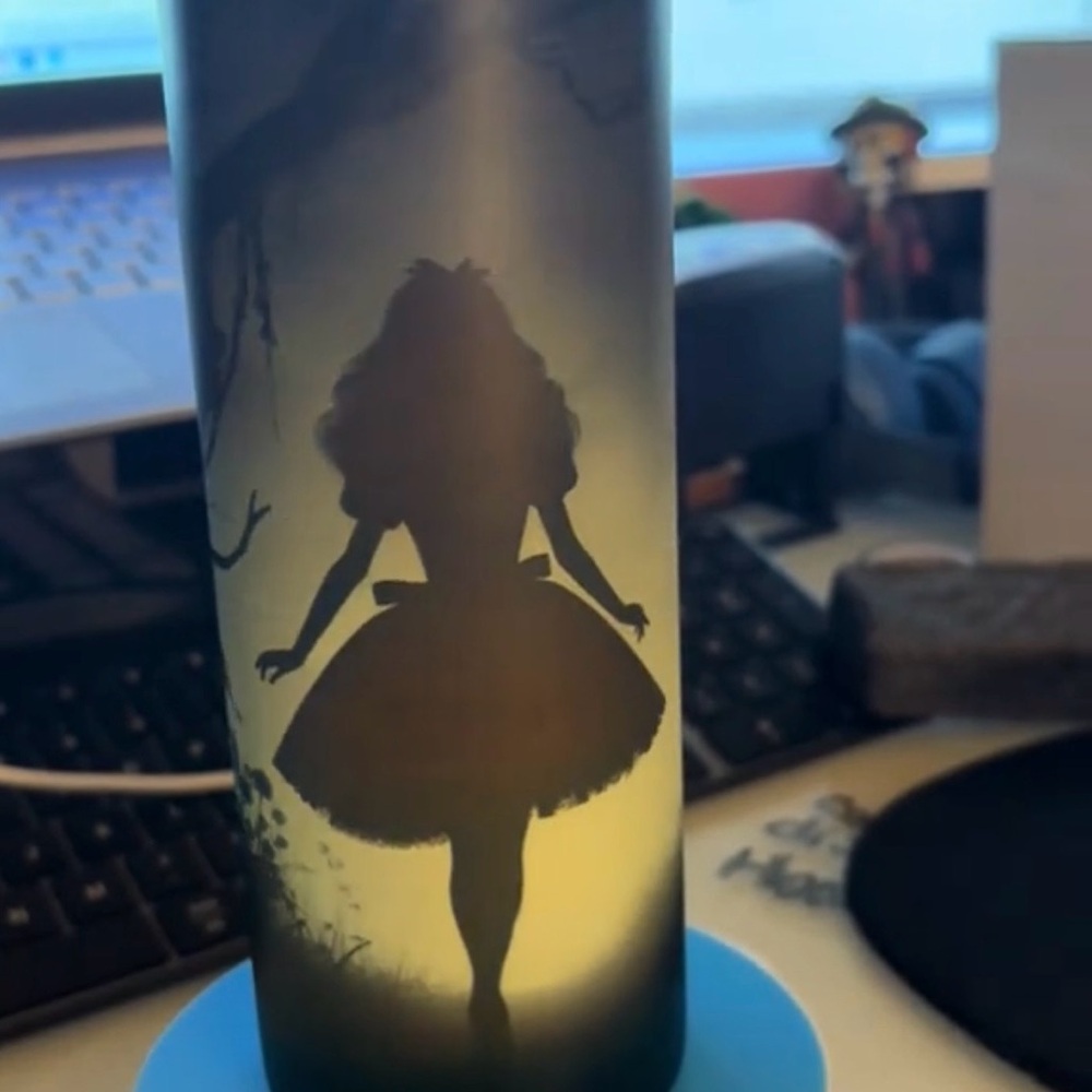Glow in Dark Alice In Wonderland Tumbler 20oz